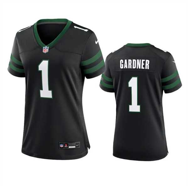 Womens New York Jets #1 Sauce Gardner Black 2024 Stitched Jersey Dzhi